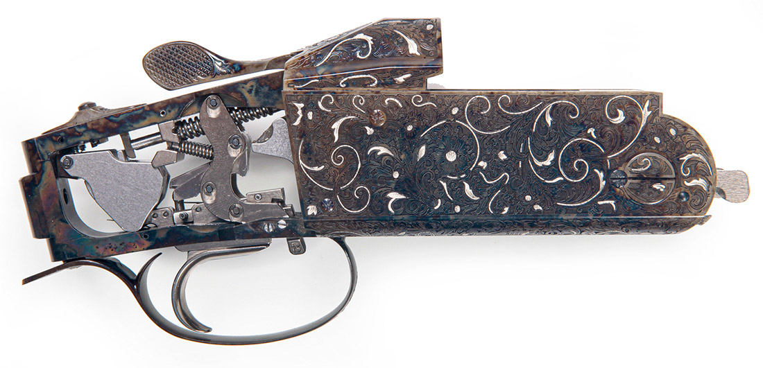 Krieghoff Platinum Renaissance Colour Case Engraving