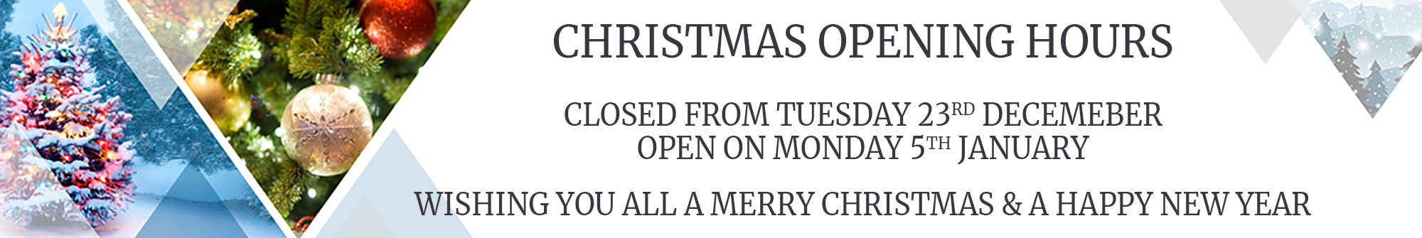 Krieghoff Christmas Opening Times